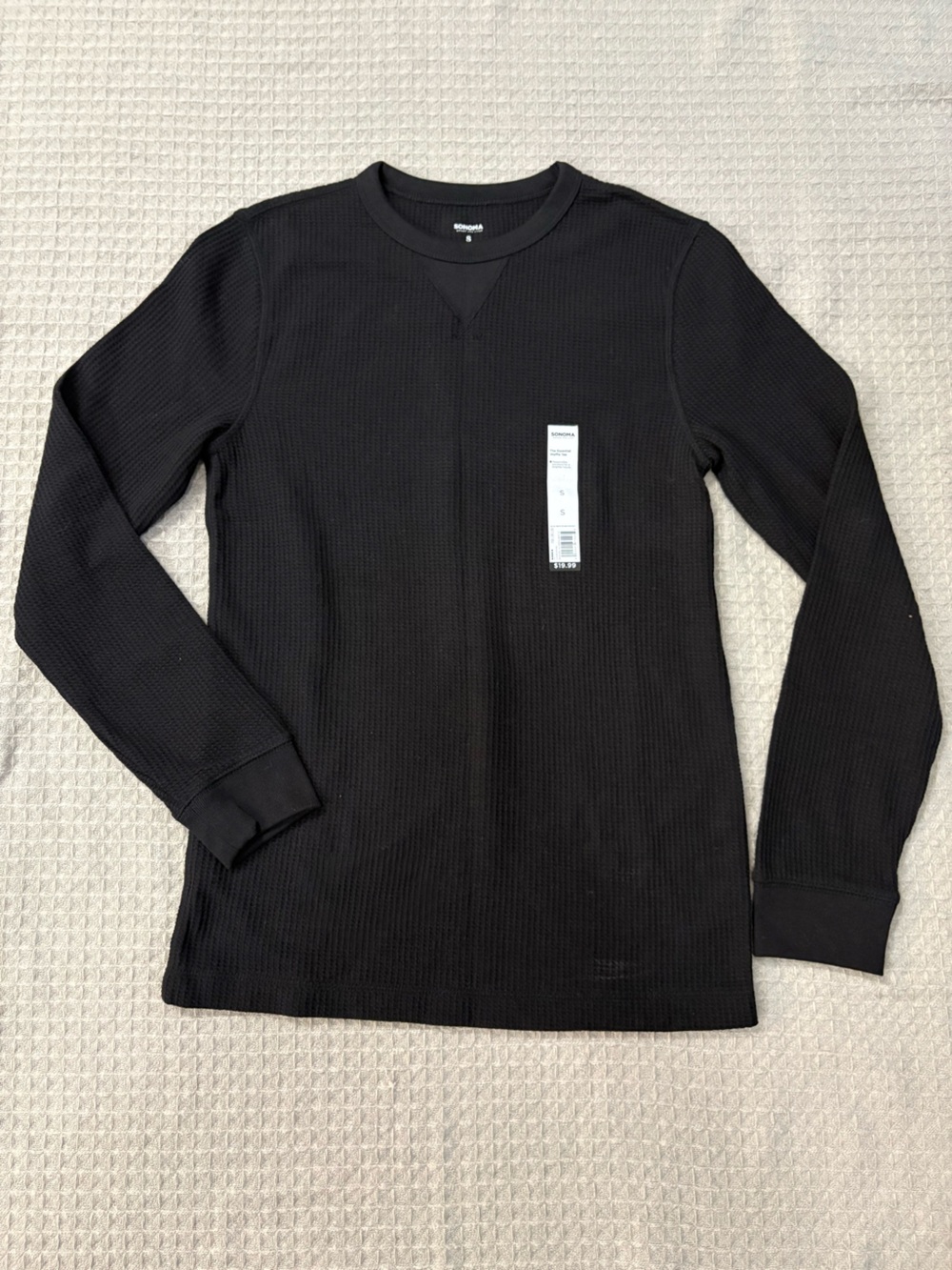 Women's Black Thermal Crewneck Sweater